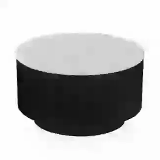 Black Mango Wood Round Coffee Table with Ribbed Detailing